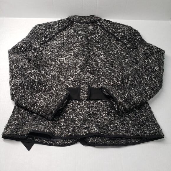 Sandro Sportswear Tweed Belted Boucle Jacket Womens XL Petite Black White Blazer - Picture 16 of 16